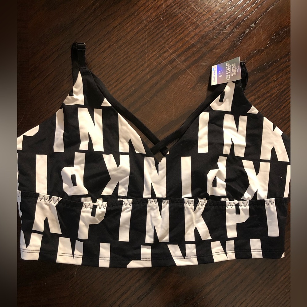 PINK Victoria's Secret Black and White Sports Bra
